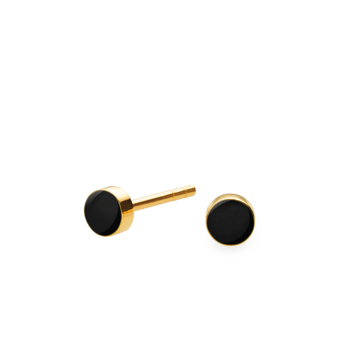 SIGN tiny stud earrings - BLACK/GOLD - SCHERNING jewellery – SCHERNING ...