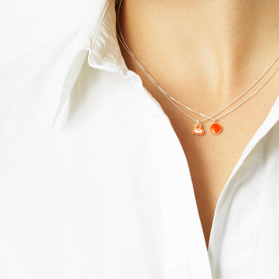 SIGN heart necklace · SILVER · NEON ORANGE