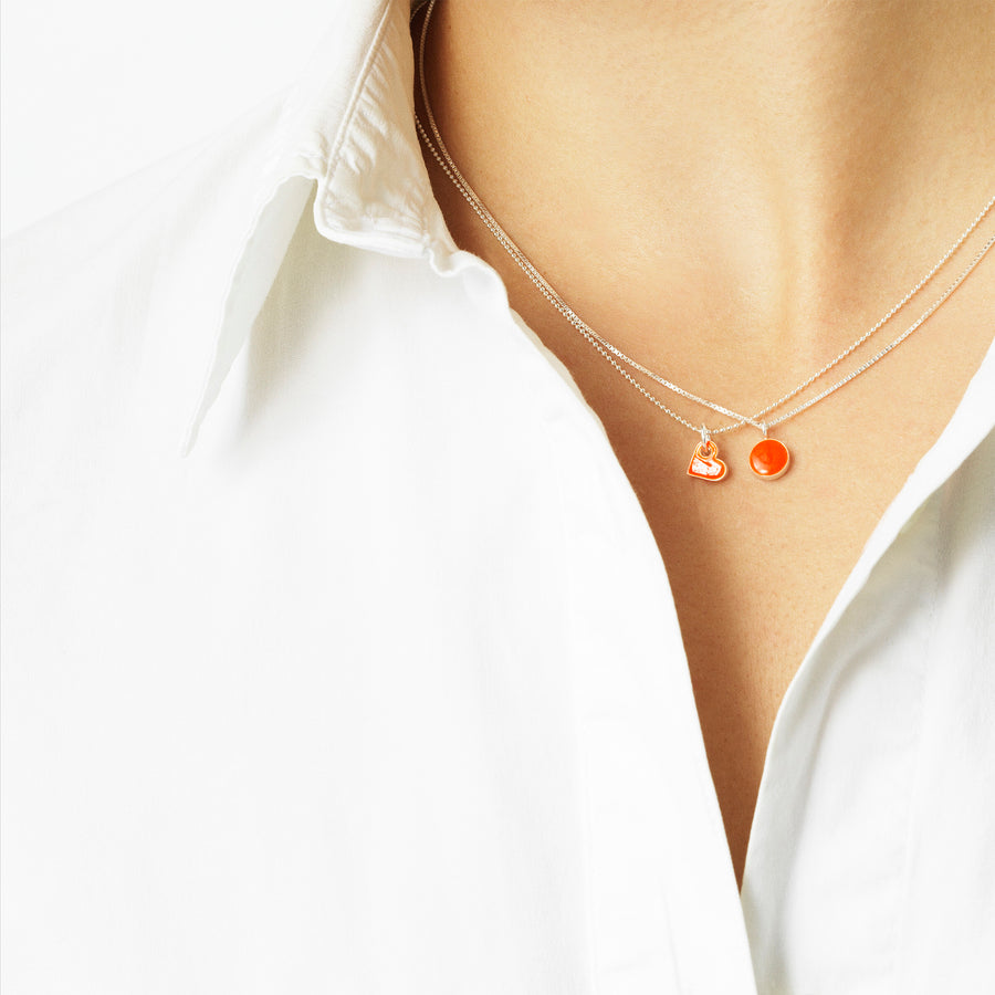 SIGN heart necklace · SILVER · NEON ORANGE