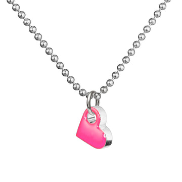 SIGN heart necklace · SILVER · NEON PINK