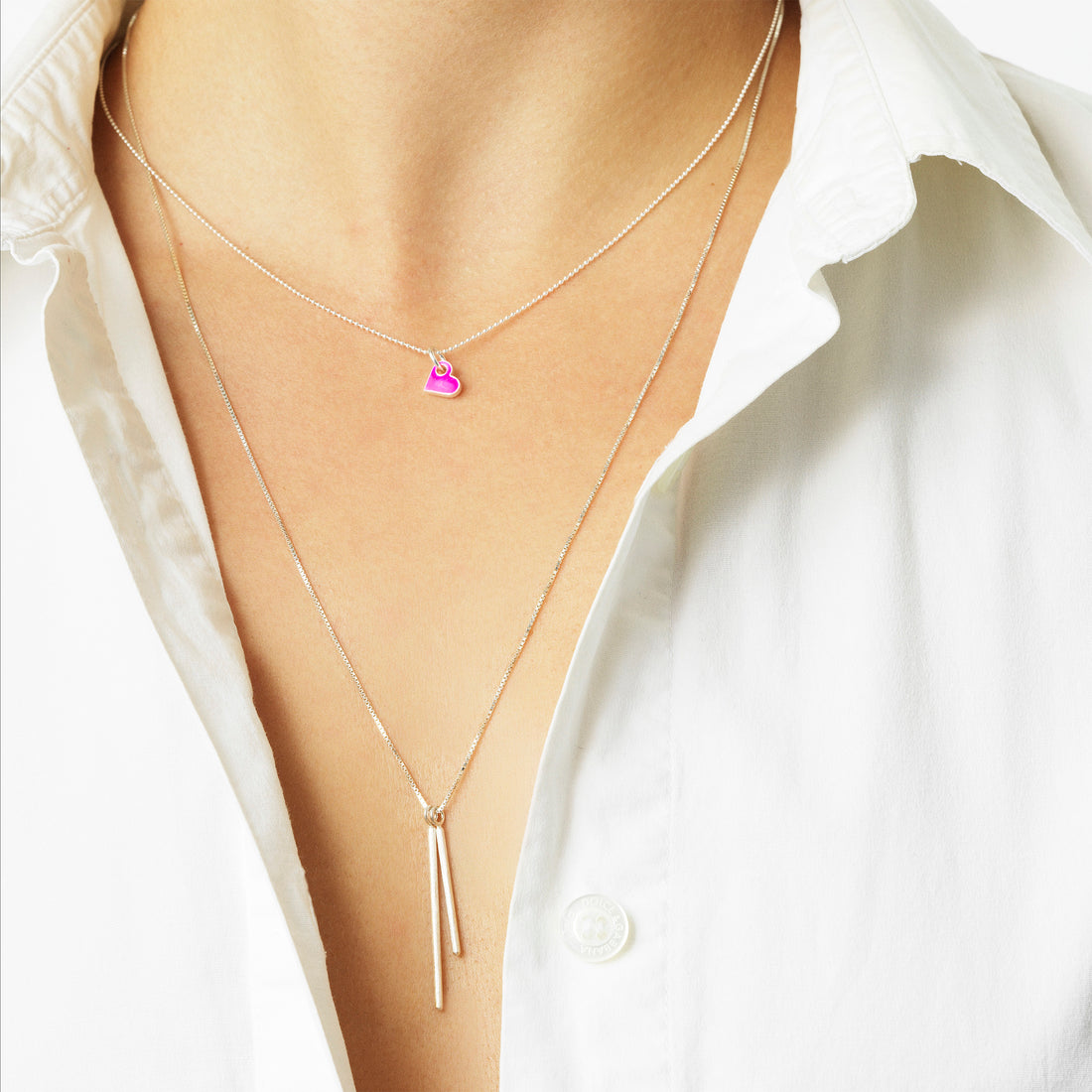 SIGN heart necklace · SILVER · NEON PINK